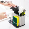 3 in 1 Kitchen Stainless Steel liquid Soap Dispenser With Sponge Organizer