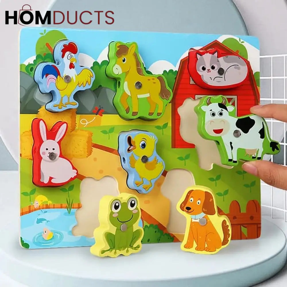 3 In 1 Wooden Multi Shape Magnet Matching Board