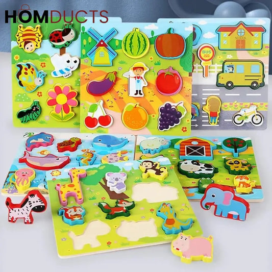 3 In 1 Wooden Multi Shape Magnet Matching Board