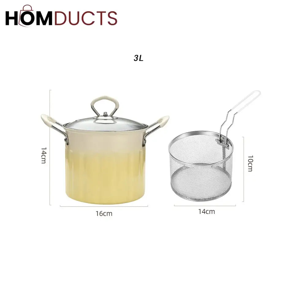 3 Litre Deep Frying Pot With Strainer