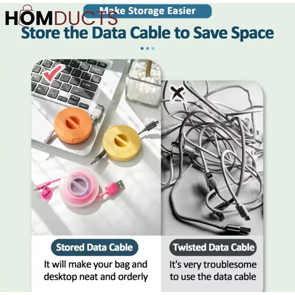 3-Pack Rotatable Data Cable Organizer Box - Desktop & Portable Wire Storage