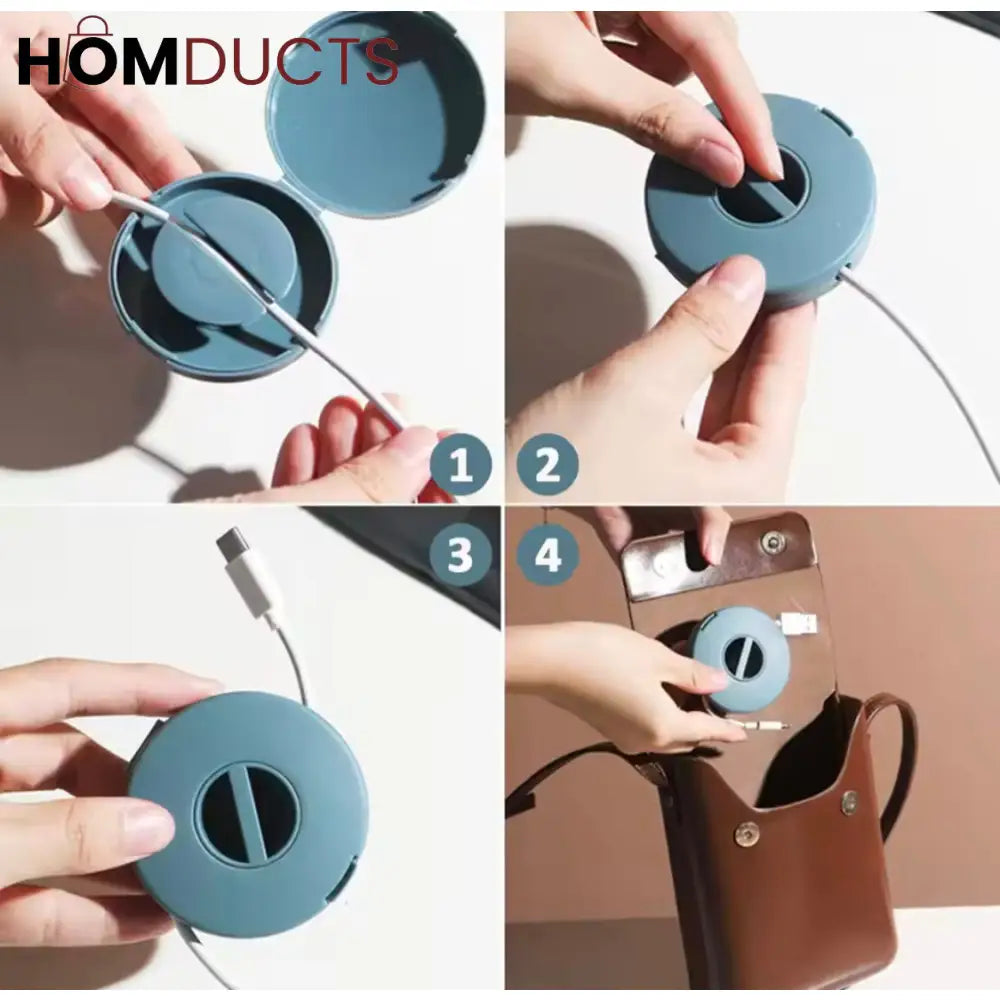 3-Pack Rotatable Data Cable Organizer Box - Desktop & Portable Wire Storage