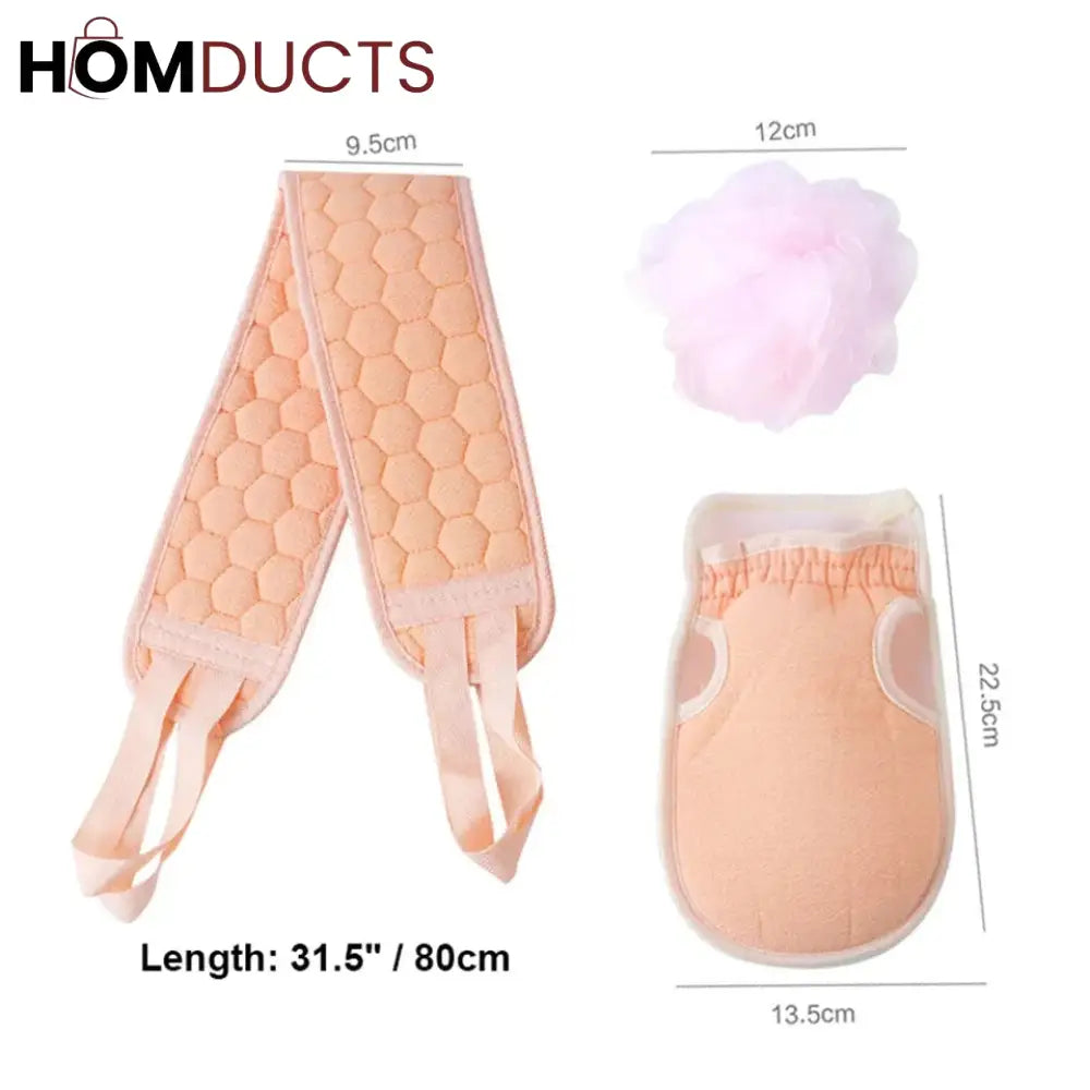 3 Pcs Shower Bath Exfoliating Set