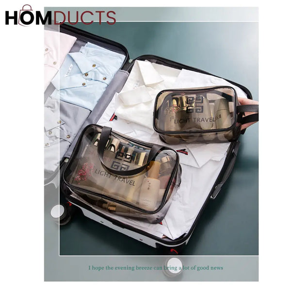 3 Pcs Transparent Pvc Cosmetic Bag Set