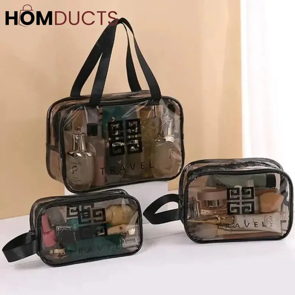 3 Pcs Transparent Pvc Cosmetic Bag Set