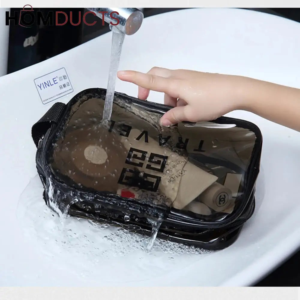 3 Pcs Transparent Pvc Cosmetic Bag Set