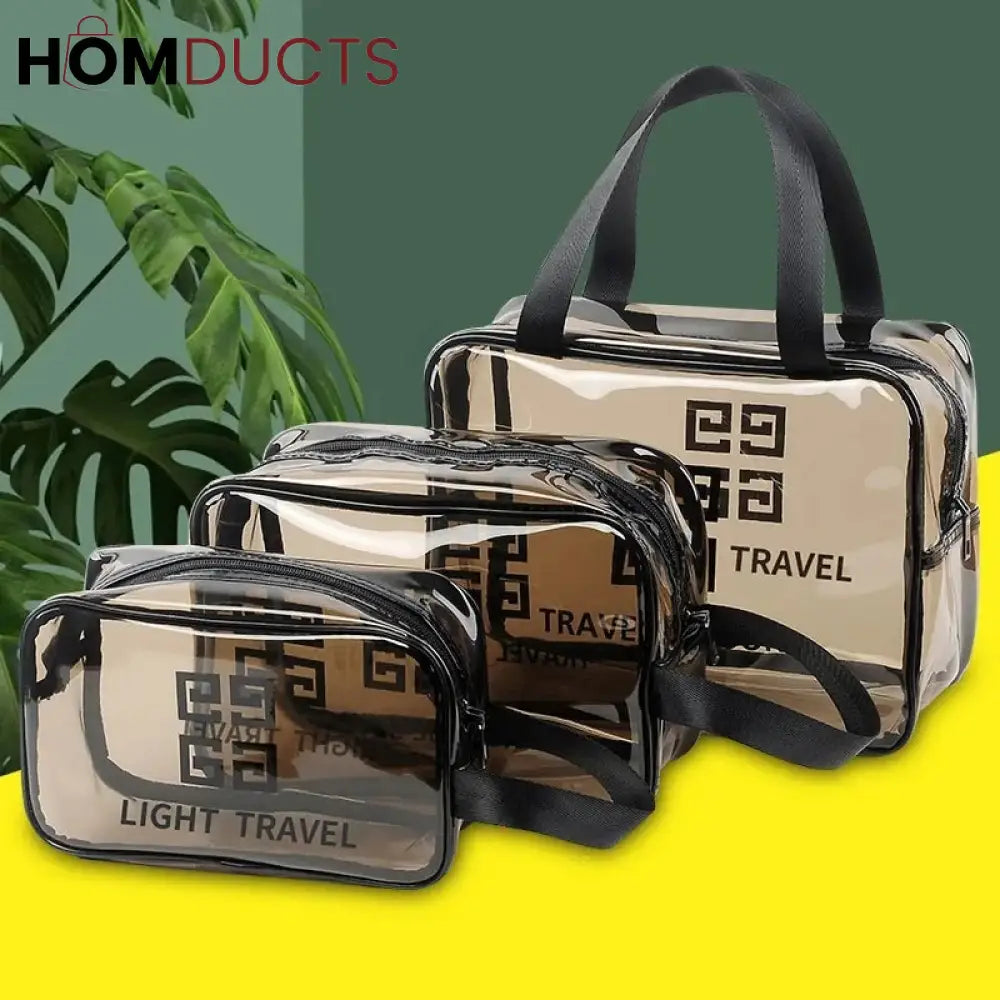 3 Pcs Transparent Pvc Cosmetic Bag Set