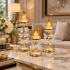3-piece gold crystal floral candle holder set