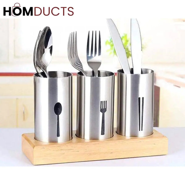 3 Portion Stainless Steel Cutlery Holder