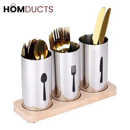 3 Portion Stainless Steel Cutlery Holder