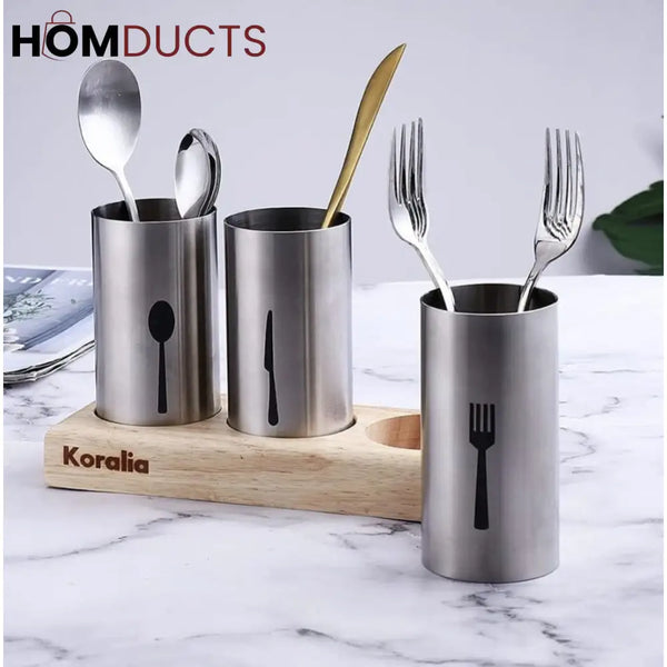 3 Portion Stainless Steel Cutlery Holder