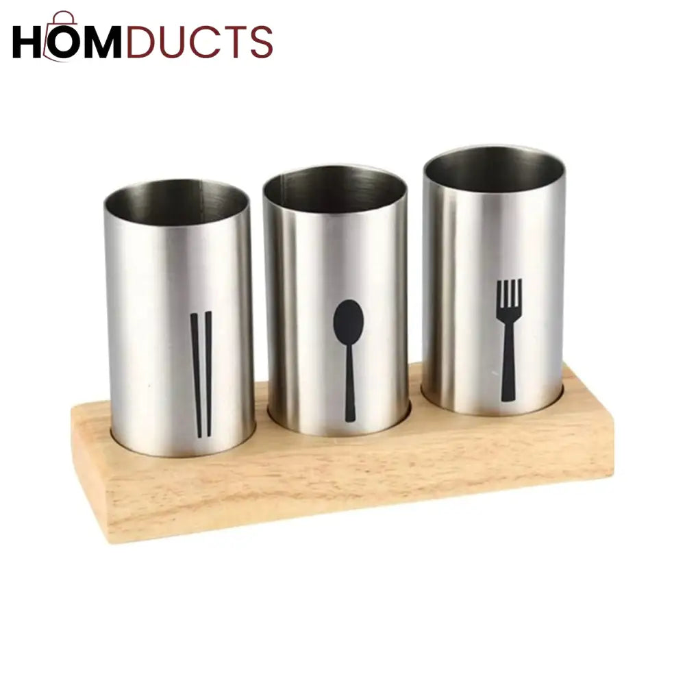 3 Portion Stainless Steel Cutlery Holder