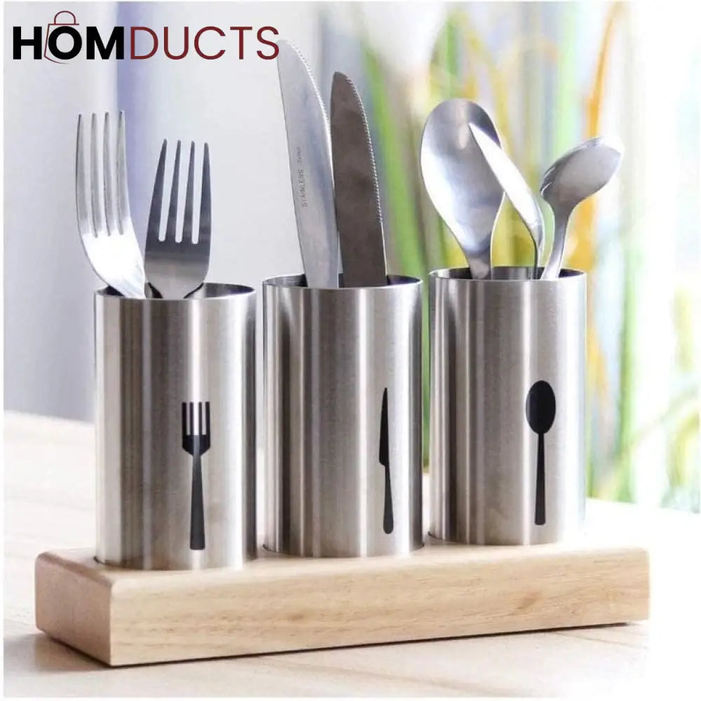 3 Portion Stainless Steel Cutlery Holder