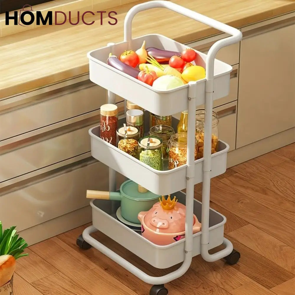 3 Tier Metal Cart With Wheels