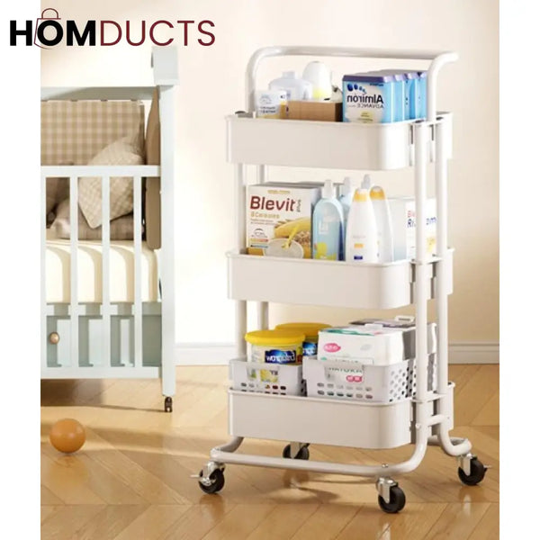 3 Tier Metal Cart With Wheels