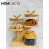 3-Tier Glass Jar Set with Wooden Stand – Luxury Storage Containers with Golden Antler Lids