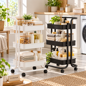 3-Tier Foldable Metal Storage Cart | Homducts.pk
