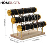 3-Tier Velvet Bracelet & Bangle Display Stand – Elegant Jewelry Organizer with Gold Accents & Wooden Base