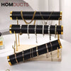 3-Tier Velvet Bracelet & Bangle Display Stand – Elegant Jewelry Organizer with Gold Accents & Wooden Base