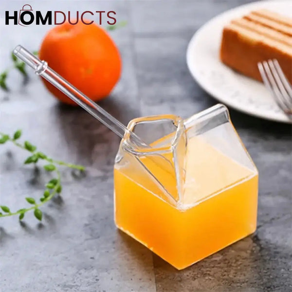 300ml Microwave-Safe Square Glass Milk Cup - Japanese-Style Kitchenware