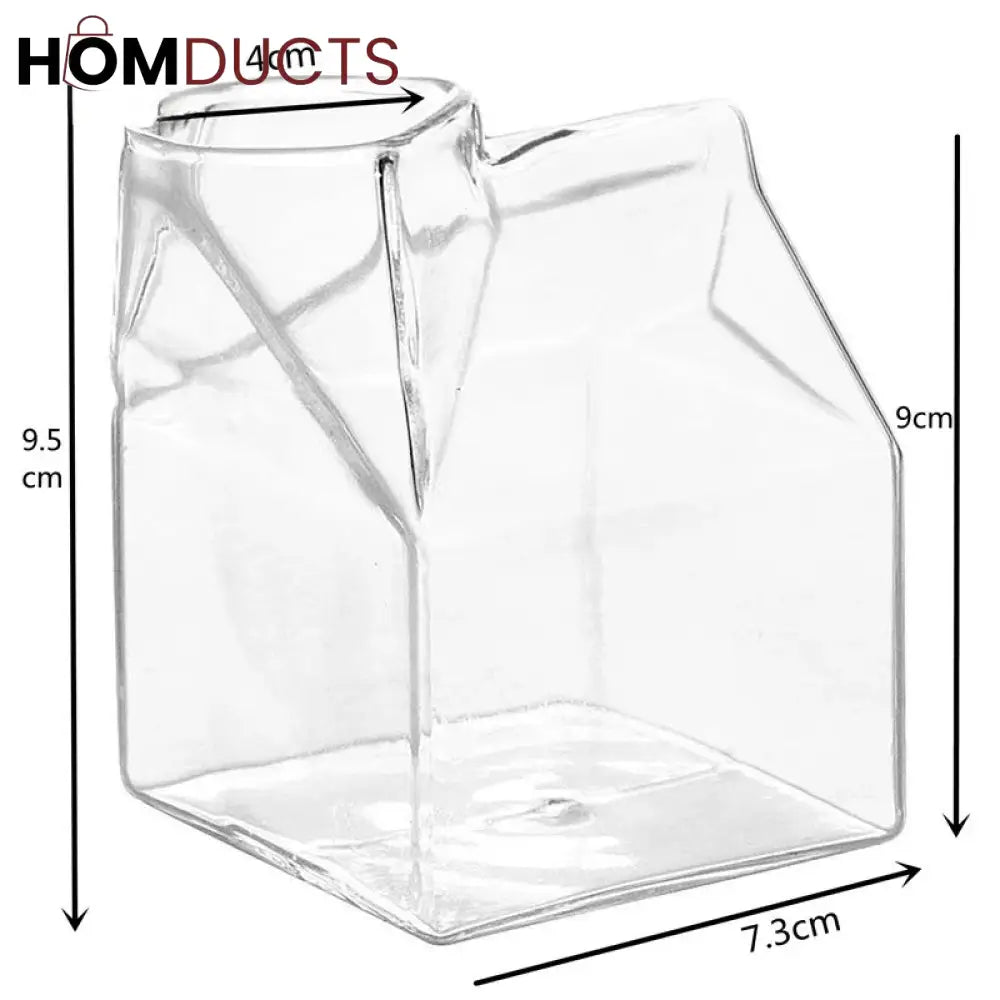 300ml Microwave-Safe Square Glass Milk Cup - Japanese-Style Kitchenware