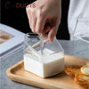 300ml Microwave-Safe Square Glass Milk Cup - Japanese-Style Kitchenware