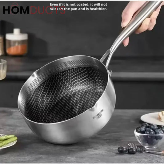 316L Stainless Steel Honeycomb Non-Stick Frying Pan – Scratch Resistant Multi-Functional Cookware for Gas & Induction