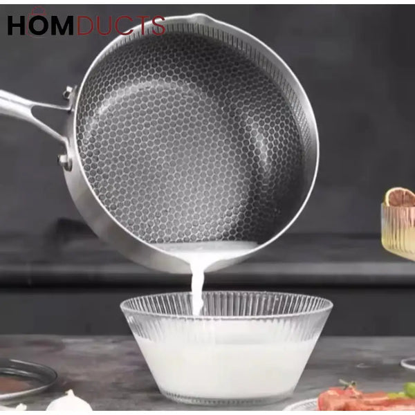 316L Stainless Steel Honeycomb Non-Stick Frying Pan – Scratch Resistant Multi-Functional Cookware for Gas & Induction