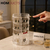 360° Luxe Rotating Jewelry Organizer – Transparent Acrylic Earring & Necklace Display Stand