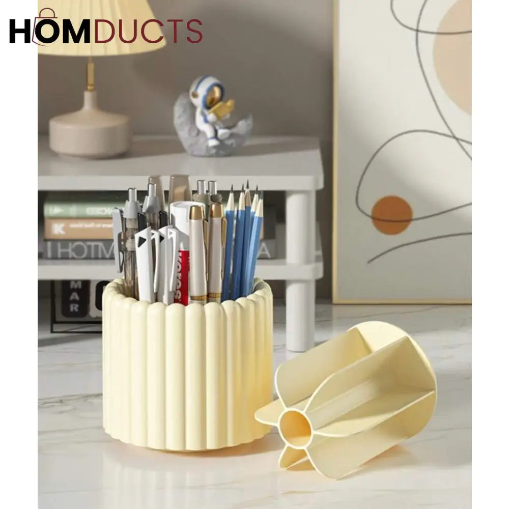 360° Rotating Makeup Brush Organizer with Dome Cover