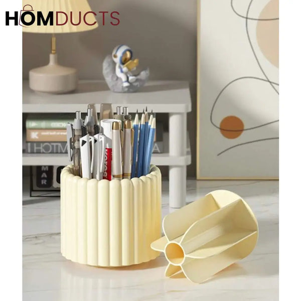 360° Rotating Makeup Brush Organizer with Dome Cover