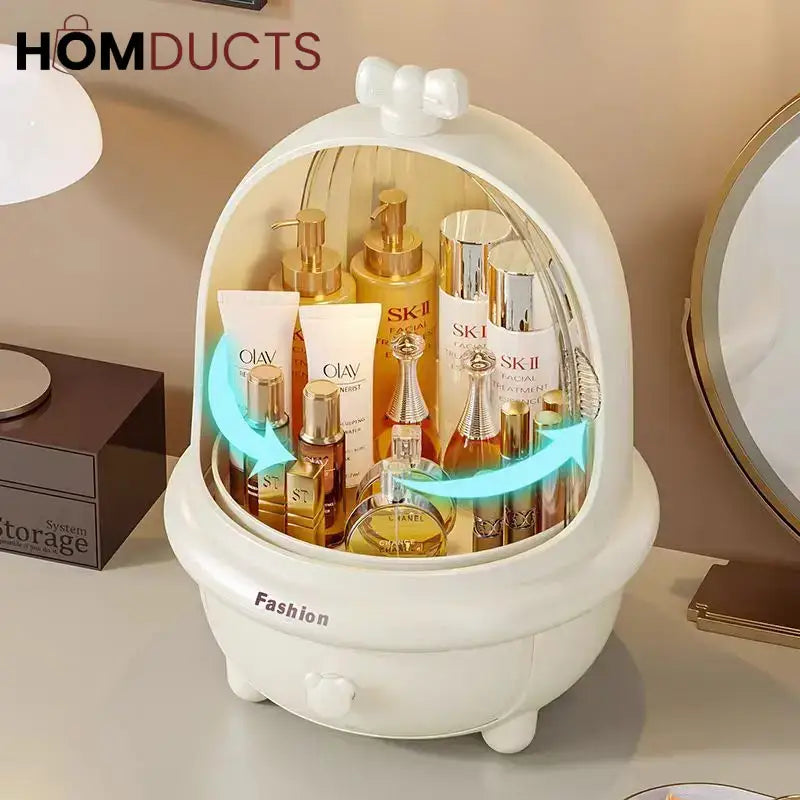 360° Rotating Makeup Organizer - Dust & Water-Proof Large Cosmetic Storage Box