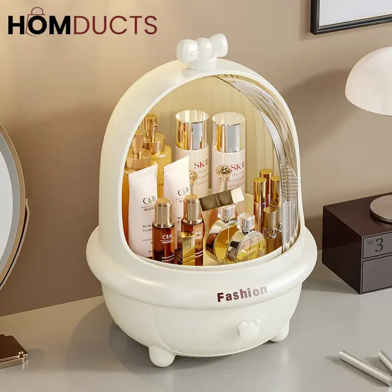 360° Rotating Makeup Organizer - Dust & Water-Proof Large Cosmetic Storage Box