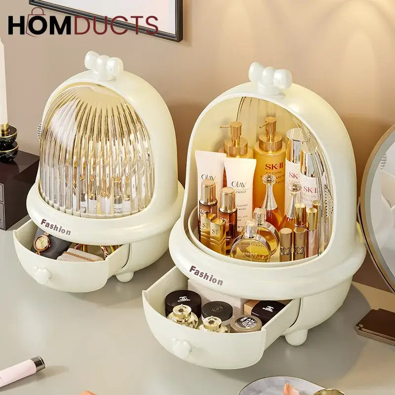360° Rotating Makeup Organizer - Dust & Water-Proof Large Cosmetic Storage Box