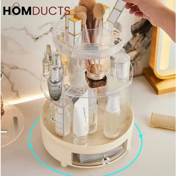 360° Rotating Makeup Organizer with Dustproof Cover - Keep Your Cosmetics Neat & Accessible