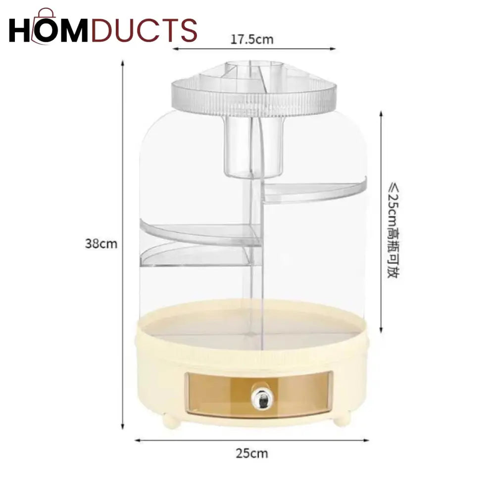 360° Rotating Makeup Organizer with Dustproof Cover - Keep Your Cosmetics Neat & Accessible