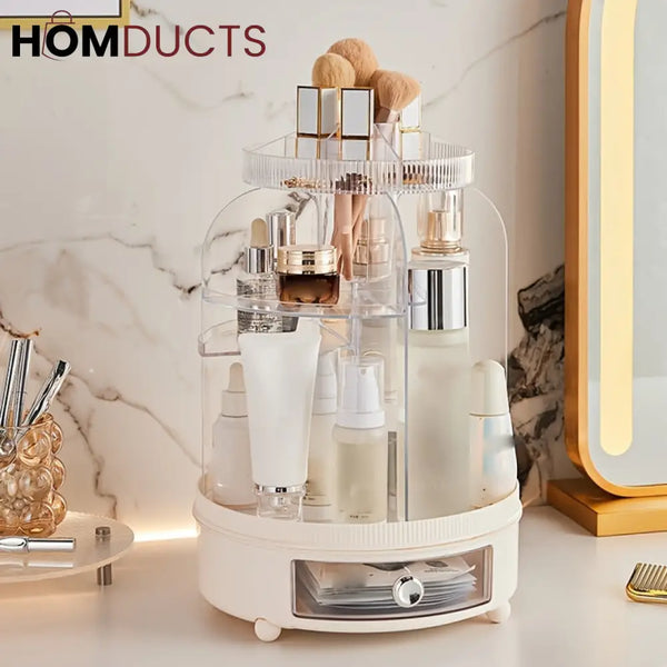 360° Rotating Makeup Organizer with Dustproof Cover - Keep Your Cosmetics Neat & Accessible