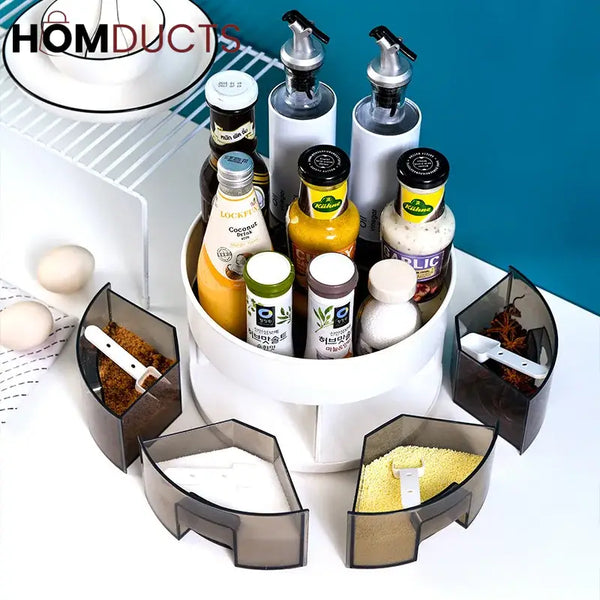 360° Rotating Spice Rack Organizer with Pull-Out Drawers – Kitchen Condiment and Seasoning Storage Carousel
