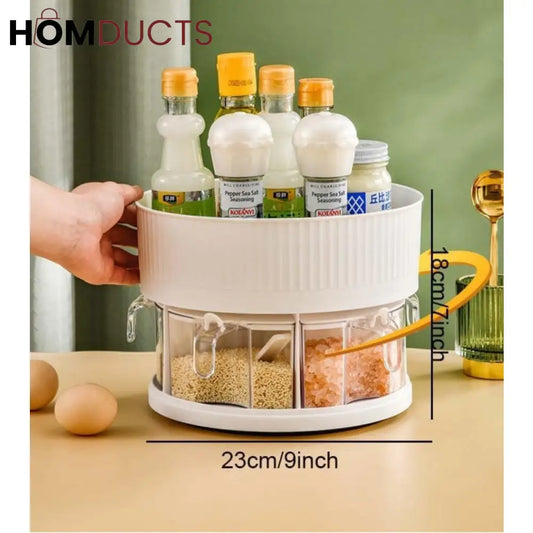 360 Rotating Spice Rack With Storage Tray