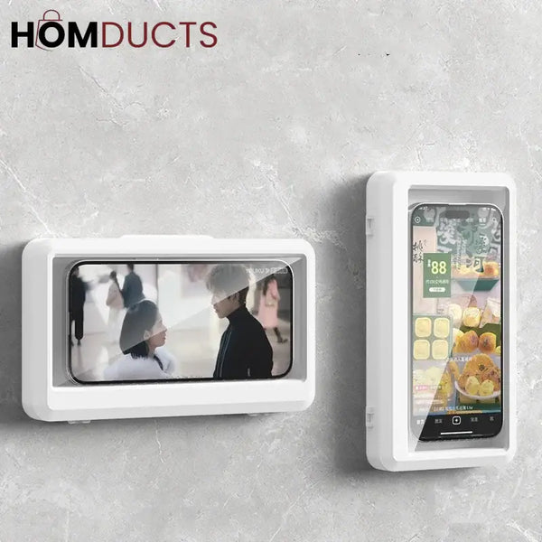360° Rotating Waterproof Wall Mount Phone Holder – Touchscreen Shower Phone Case for Bathroom & Kitchen