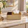 Marble-Panel Decorative Tissue Box Cover - White
