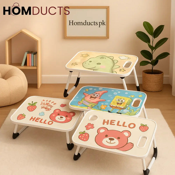 Cartoon Folding Kids Study Table – Adjustable Lap Desk for Drawing Writing & Homework