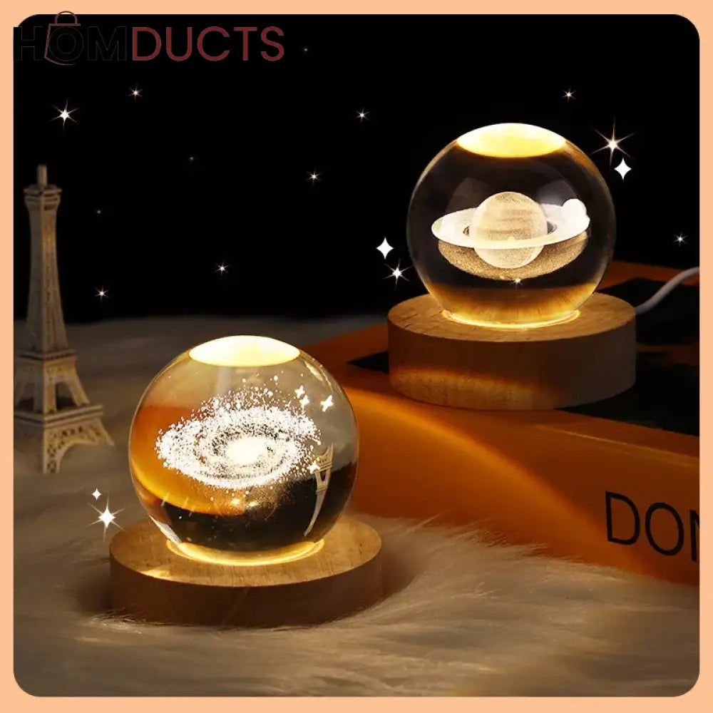 3D Glowing Crystal Ball Night Light