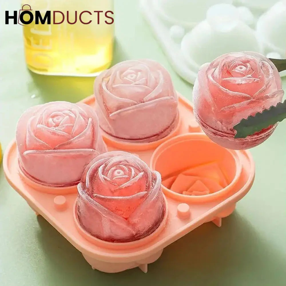 3D Rose Silicone Icecube Mold With Lid