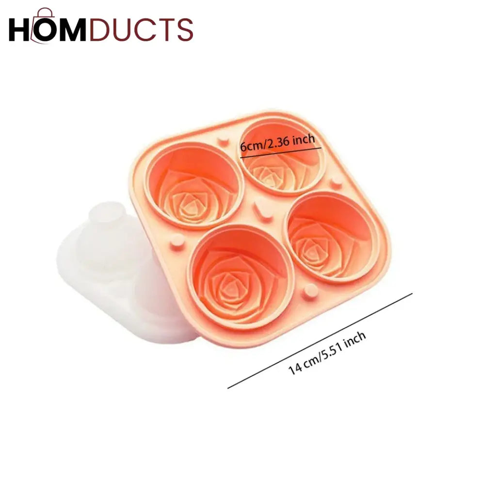 3D Rose Silicone Icecube Mold With Lid