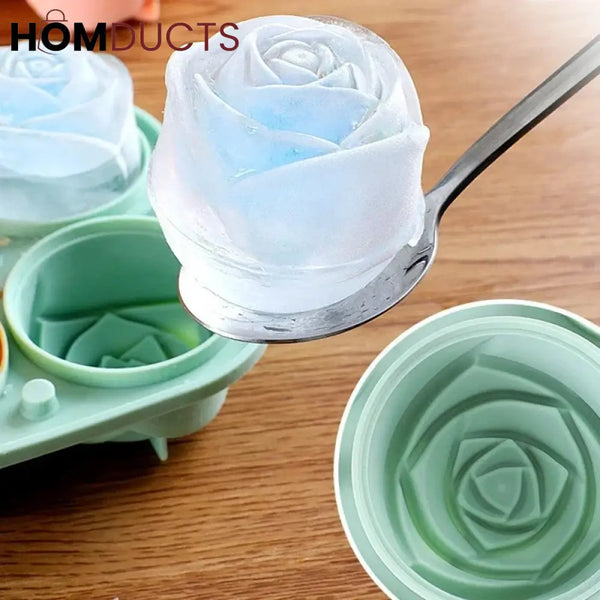 3D Rose Silicone Icecube Mold With Lid