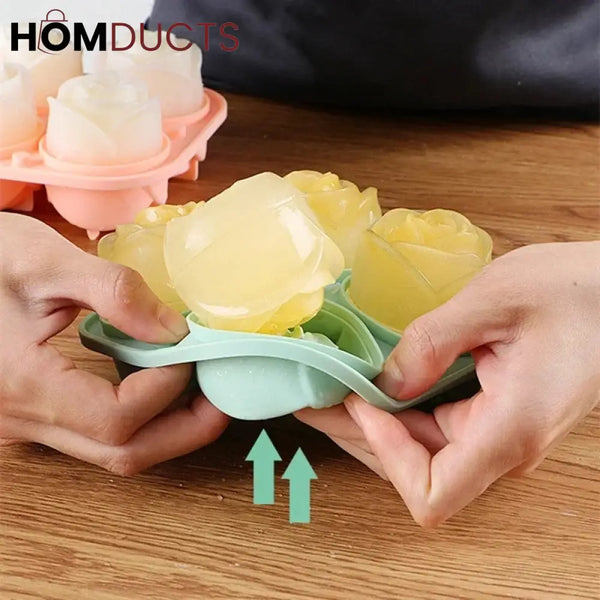 3D Rose Silicone Icecube Mold With Lid