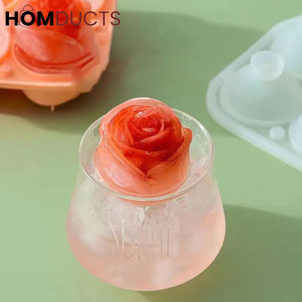 3D Rose Silicone Icecube Mold With Lid