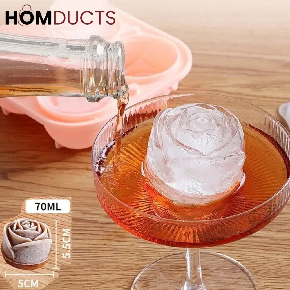 3D Rose Silicone Icecube Mold With Lid