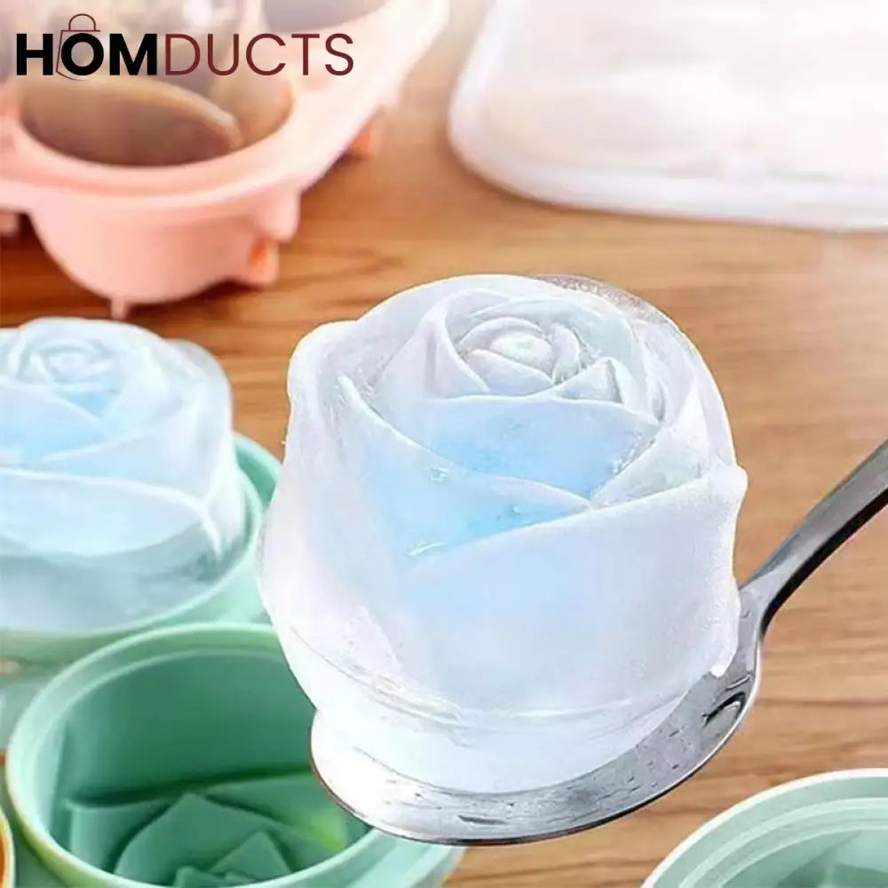 3D Rose Silicone Icecube Mold With Lid